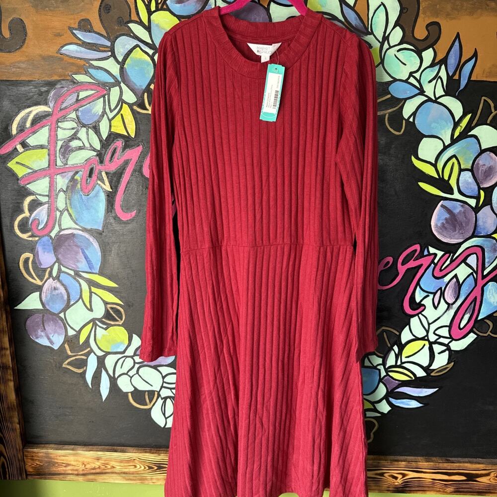 Market & Spruce Alexa Wide Rib Cozy Dress, Red, Large
